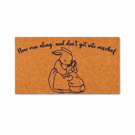 Doormat Peter Rabbit Run Along Welcome Mat Funny Doormat Home Decor Cu (36" x 60") #5560