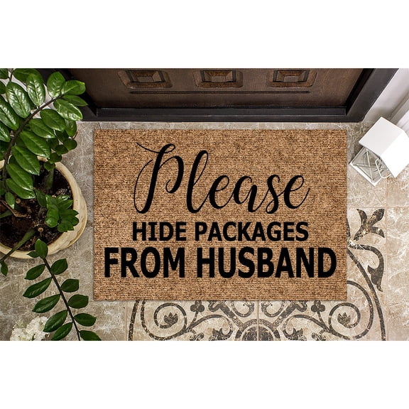 Doormat Please Hide Packages From Husband Funny Doormat Cute Welcome F (24" x 36") #1126