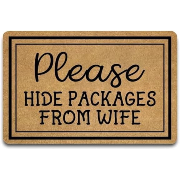 Doormat Please Hide Packages from Wife Indoor Outdoor with Backing Rug Non Slip Door Mat Entry Front Floor Mat Funny Home Decor Gift 17x30 Inch.