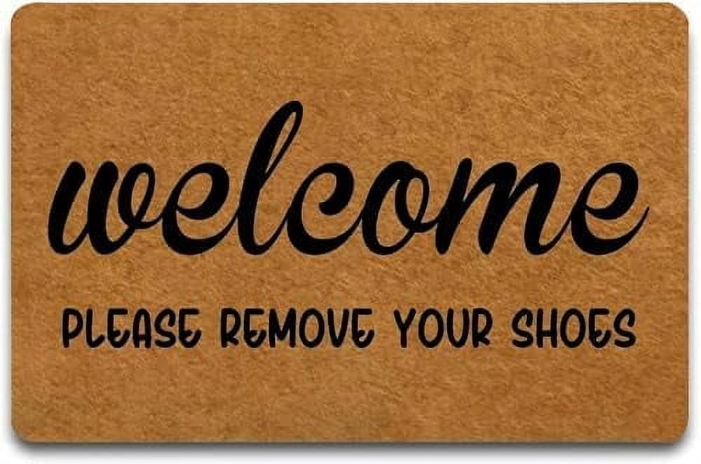 Doormat Please Remove Your Shoes Indoor Outdoor with Backing Funny Rug Non Slip Doormat Entry Front Floor Mat Gift 17x30 Inch.
