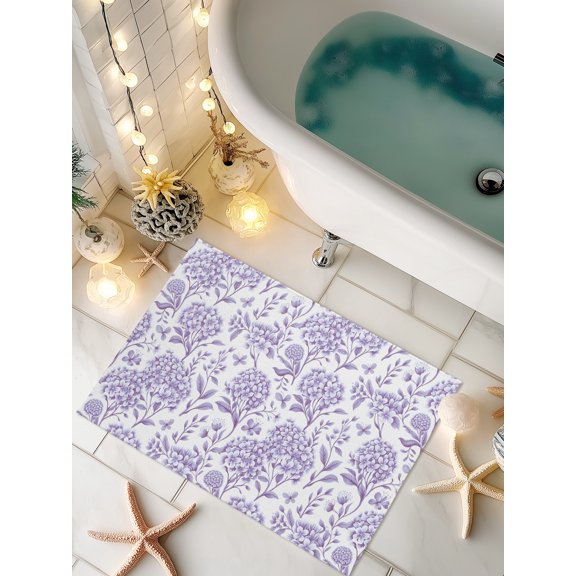 Doormat Purple Hydrangea Front Door Mat Non Slip Absorbent Low Profile Floor Mat Spring Floral Leaf Welcome Mats Entryway Rug for Entrance Kitchen Porch Indoor Outdoor Home Decor 16"x24"