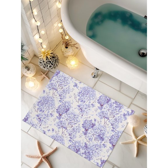 Doormat Purple Hydrangea Front Door Mat Non Slip Absorbent Low Profile Floor Mat Spring Flower Leaf Welcome Mats Entryway Rug for Entrance Kitchen Porch Indoor Outdoor Home Decor 16"x24"