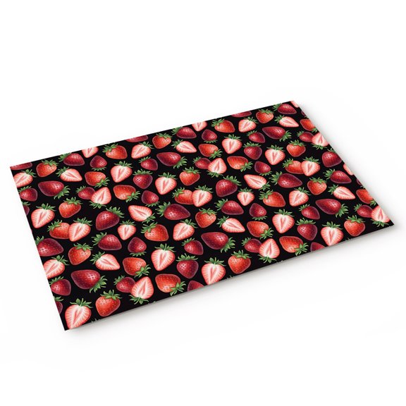 Doormat Red Strawberry Doormats Entrance Door Rug Summer Tropical Fruit Floor Mat Welcome Front Door Mat for Indoor Outdoor Kitchen Home Decor 16x24 Inch