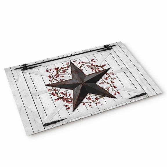 Doormat Rusty Barn Star Berry Doormats Entrance Door Rug Rustic Farmhouse Door Wall Floor Mat Welcome Front Door Mat for Indoor Outdoor Kitchen Home Decor 18x30 Inch
