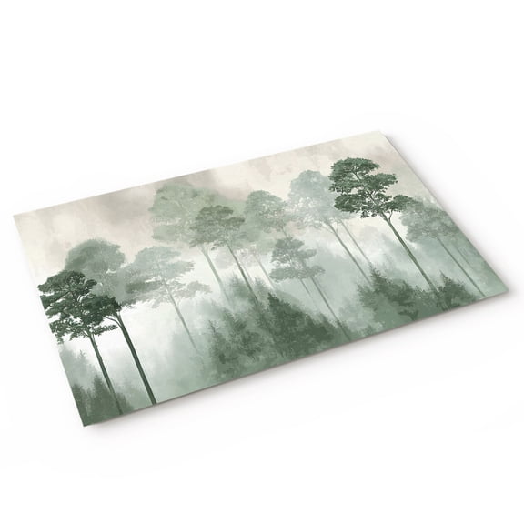 Doormat Sage Green Pine Tree Doormats Entrance Door Rug Misty Forest Nature Floor Mat Welcome Front Door Mat for Indoor Outdoor Kitchen Home Decor 16x24 Inch