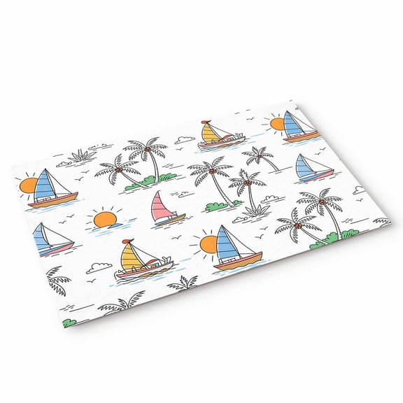 Doormat Sailing Coconut Tree Doormats Entrance Door Rug Sun Cloud Surfing Floor Mat Welcome Front Door Mat for Indoor Outdoor Kitchen Home Decor 18x30 Inch