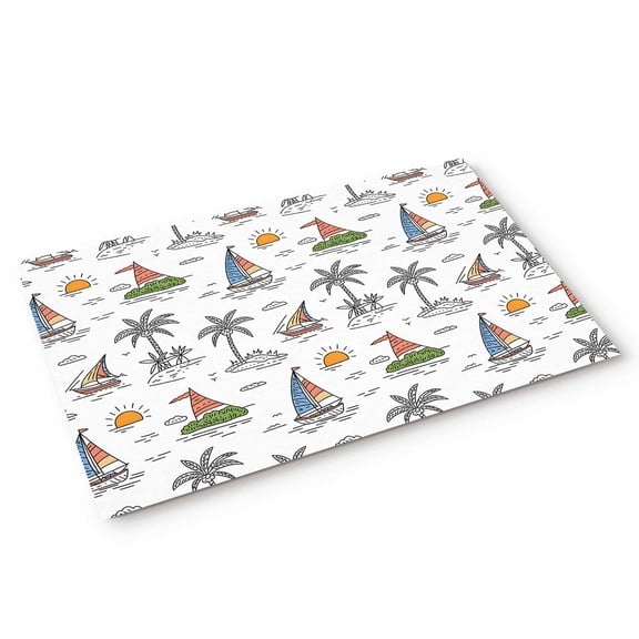 Doormat Sailing Surfing Doormats Entrance Door Rug Tropical Palm Trees Floor Mat Welcome Front Door Mat for Indoor Outdoor Kitchen Home Decor 18x30 Inch