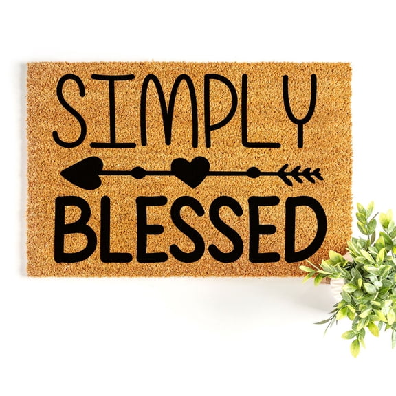 Doormat Simply Blessed | Welcome Mat Rug Porch Decor Home Gift Engagem (18" x 30") #3363
