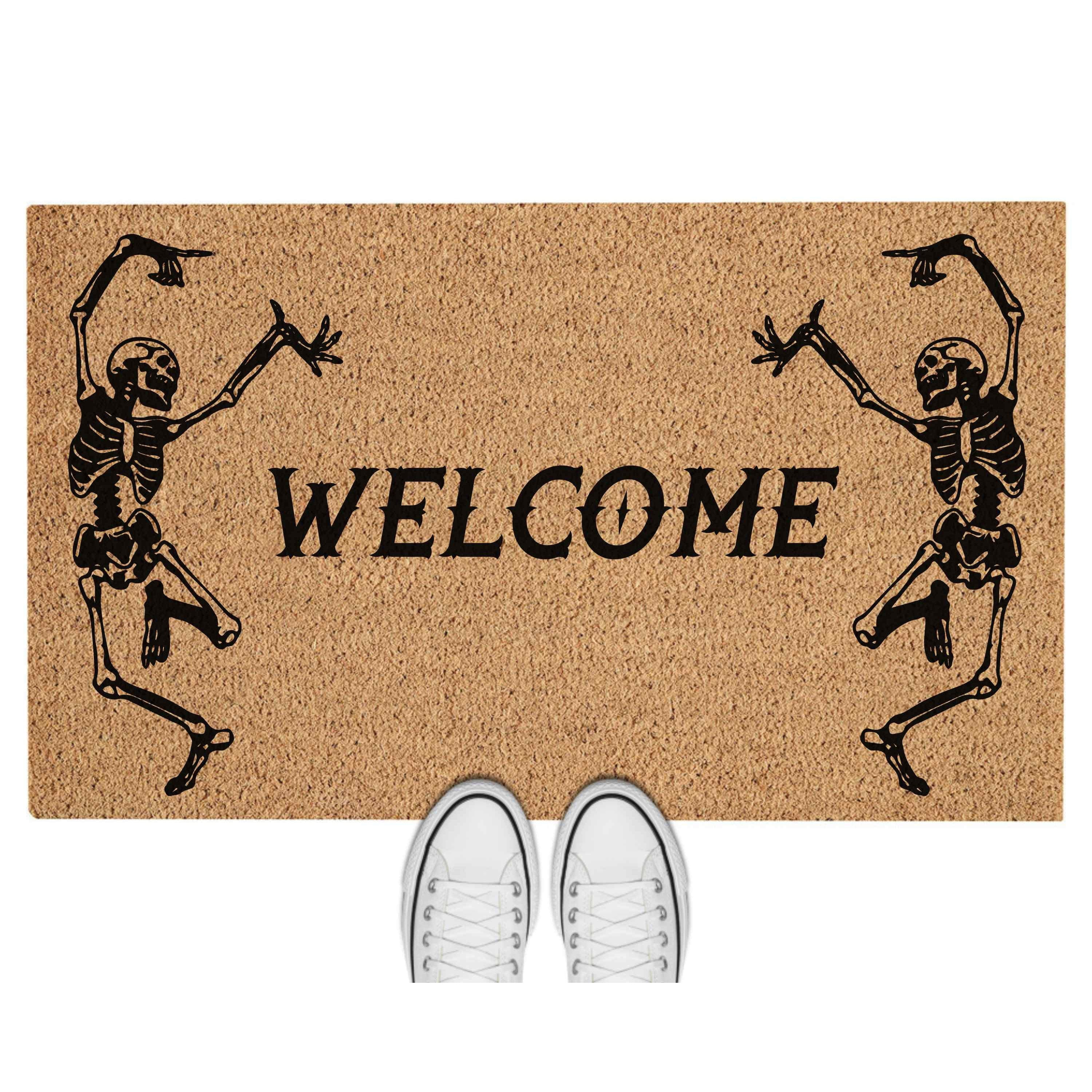 Skeleton Welcome Rug Doormat Skeleton Welcome Mat Candy Gift For Spooky Gift For Fall Deco ...