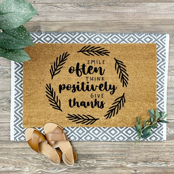 Doormat Smile Often Think Positively Give Thanks Welcome Mat Gifts F (18" x 30") #4479