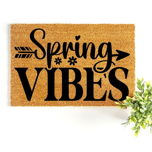 Doormat Spring Vibes Welcome Mat Birthday Gift Welcome Doormat Minimal (18" x 30") #5693