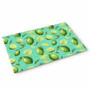 Doormat Summer Lemon Lime Slice Doormats Entrance Door Rug Teal Tropical Fruit Floor Mat Welcome Front Door Mat for Indoor Outdoor Kitchen Home Decor 18x30 Inch