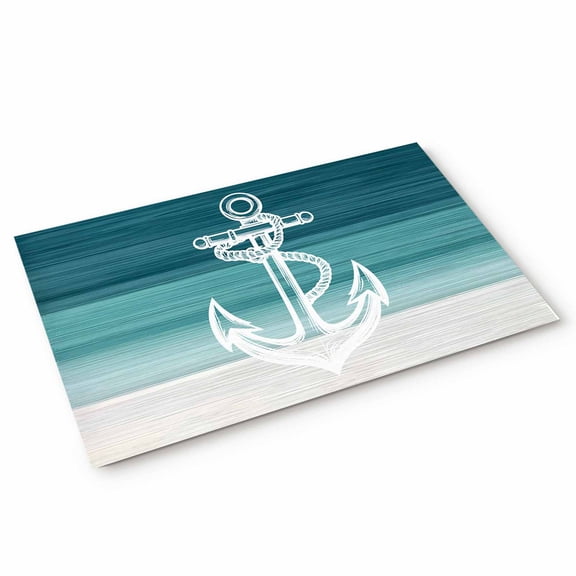 Doormat Teal Anchor Doormats Entrance Door Rug Nautical Coastal Floor Mat Welcome Front Door Mat for Indoor Outdoor Kitchen Home Decor 20x32 Inch