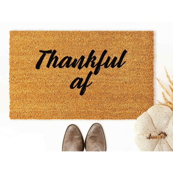 Doormat Thankful AF Welcome Mat Thanksgiving Decor Fall Mat Funny Door (18" x 30") #5094