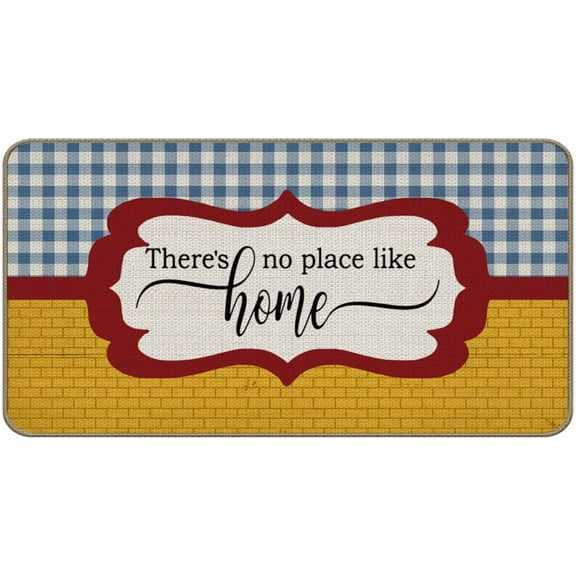 Doormat - There's No Place Like Home Door Mat - Farmhouse - style, indoor/outdoor, gingham/brick, front door porch, 1830 Inch,B004