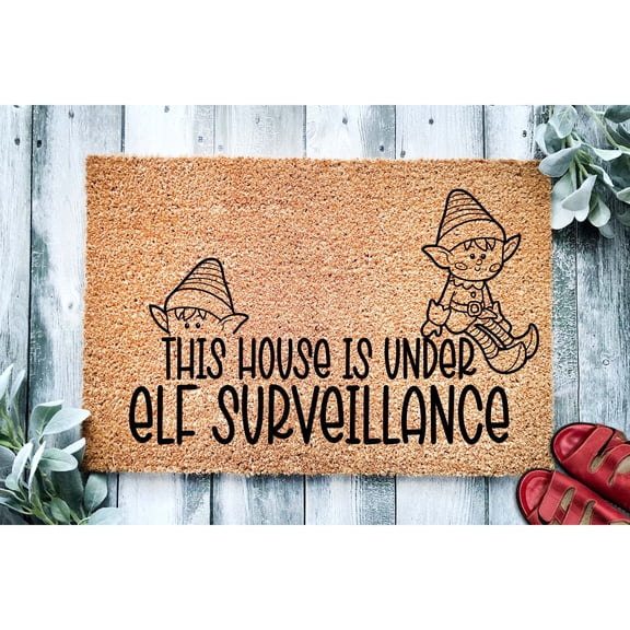 Doormat This House Is Under Elf Surveillance Funny Christmas | Funny (36" x 72") #1840