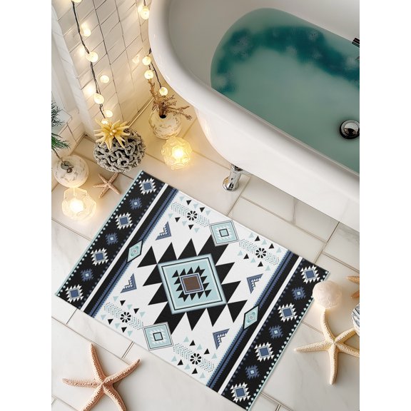 Doormat Tribal Geometric Front Door Mat Non Slip Absorbent Low Profile Floor Mat Aztec American Southwestern Welcome Mats Entryway Rug for Entrance Kitchen Porch Indoor Outdoor Home Decor 16"x24"