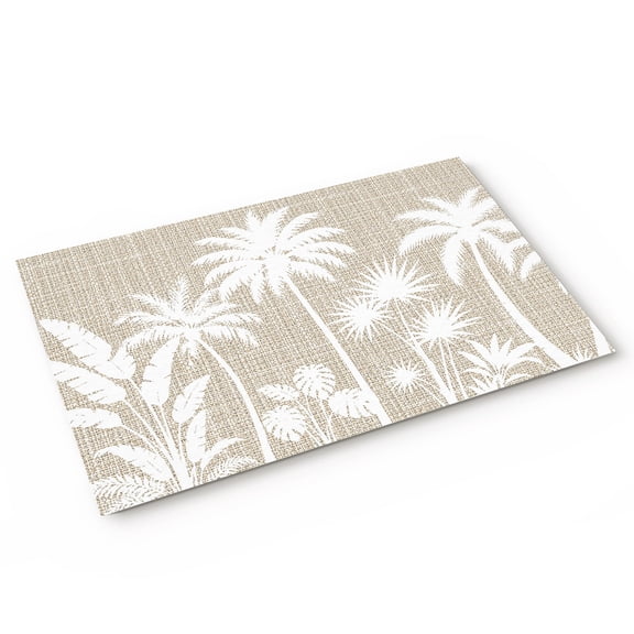 Doormat Tropical Palm Tree Doormats Entrance Door Rug Summer Coastal Beige Linen Floor Mat Welcome Front Door Mat for Indoor Outdoor Kitchen Home Decor 16x24 Inch
