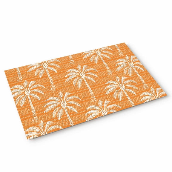 Doormat Tropical Palm Trees Doormats Entrance Door Rug Summer Beach Orange Floor Mat Welcome Front Door Mat for Indoor Outdoor Kitchen Home Decor 18x30 Inch