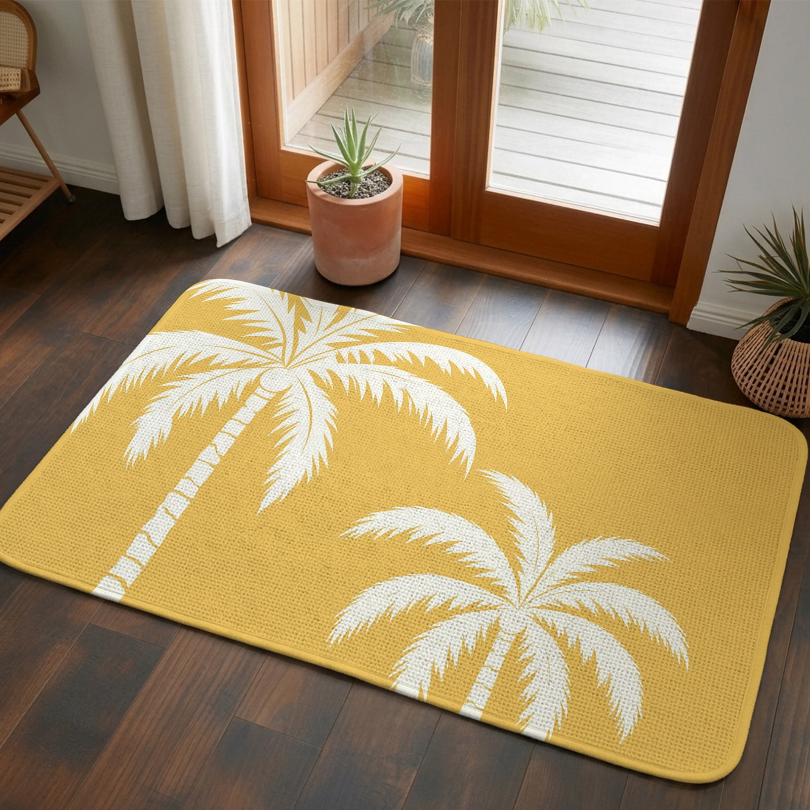 Absorbent Rugs Doormat Tropical Palm Trees Front Door Mat Entrance Soft Non Slip ...