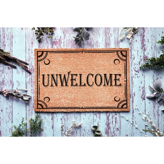 Doormat Unwelcome Welcome Mat Funny Doormat Front Porch Closing Gift U (36" x 72") #5360