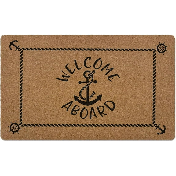 Doormat - Welcome Aboard Door Mat - Marine - themed, boat anchor, indoor/outdoor, porch/patio/kitchen, 1830in