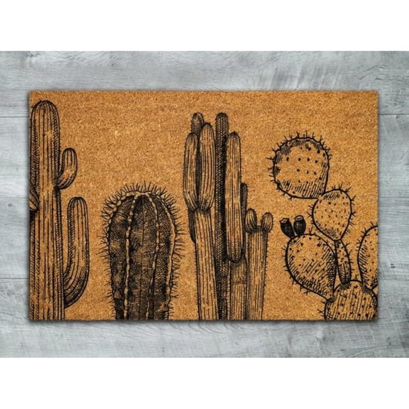 Doormat - Welcome Cactus Close-Up, Fun Design, Bathroom/Porch, 16x24 Inch