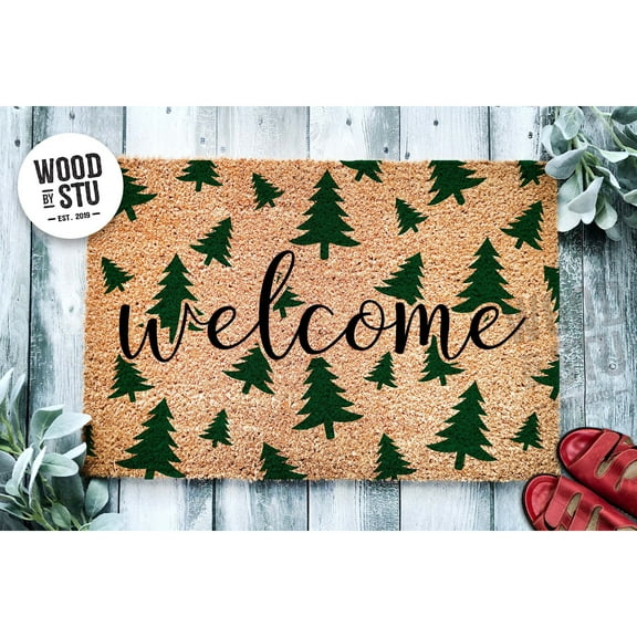 Doormat Welcome Christmas Tree Pattern | Winter Doormat | Welcome Mat (36" x 72") #1770