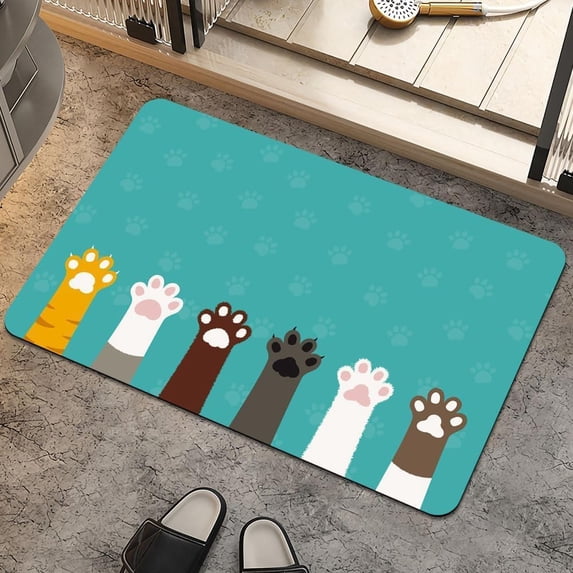Doormat Welcome Cute Cat Paws Animals Funny Entryway Rugs Indoor Non Slip, Washable Entrance Mat Door Mats for Kitchen, Bathroom Home Decor 16*24in