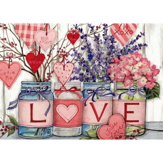 Doormat Welcome Flowers Vase Heart Branch - Valentine's Day Funny Entryway Rugs Indoor Non Slip, Washable Entrance Mat Door Mats for Kitchen, Bathroom Home Decor 18*30in