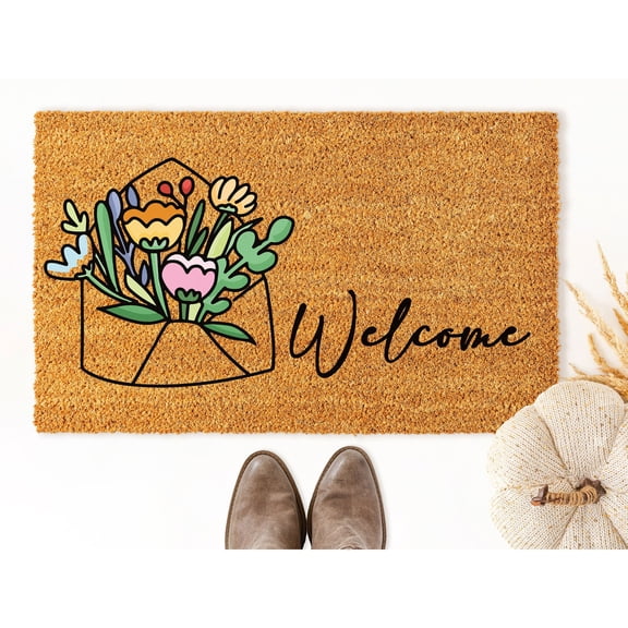 Doormat Welcome Flowers Welcome Mat Funny Out Door Closing Gift Firs (24" x 36") #5365