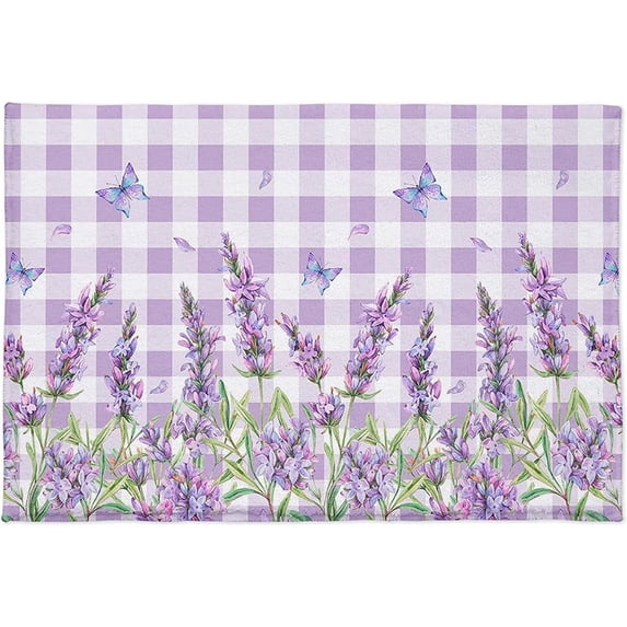 Doormat Welcome Lavender and Butterfly Funny Entryway Rugs Indoor Non Slip, Washable Entrance Mat Door Mats for Kitchen, Bathroom Home Decor 18*30in