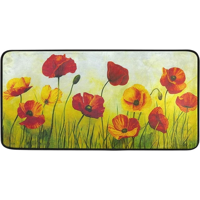 Doormat Mat Spring Summer Outdoor Doormat Poppy Flower Kitchen