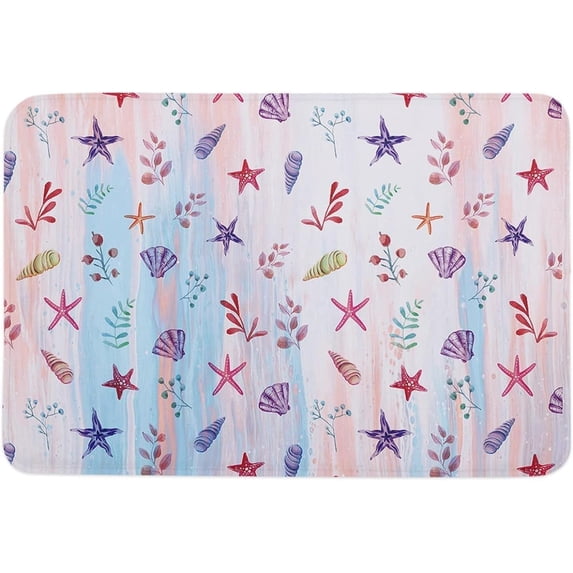 Doormat Welcome Ocean Starfish Sea Shell Plant Leaves Funny Entryway Rugs Indoor Non Slip, Washable Entrance Mat Door Mats for Kitchen, Bathroom Home Decor 16 * 24in