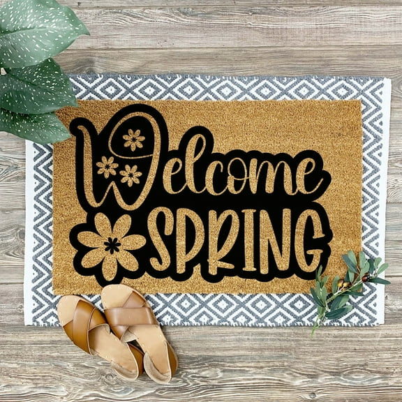 Doormat Welcome Spring Flower Doormat Welcome Mat First House Unique G (24" x 36") #5701