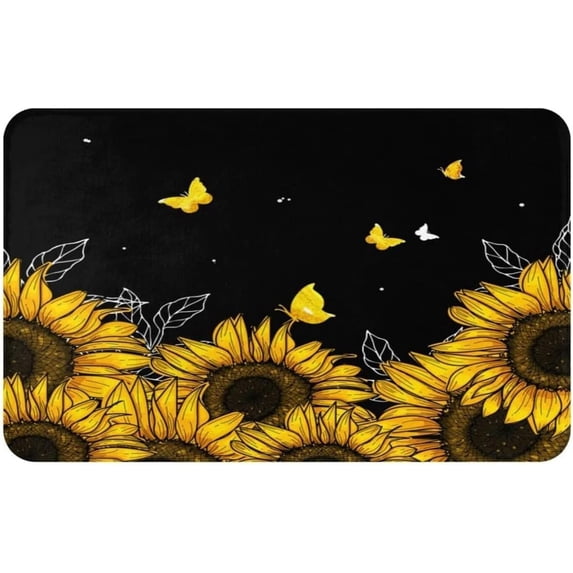Doormat Welcome Sunflower Yellow Butterfly Spring Flowers Funny Entryway Rugs Indoor Non Slip, Washable Entrance Mat Door Mats for Kitchen, Bathroom Home Decor 18*30in