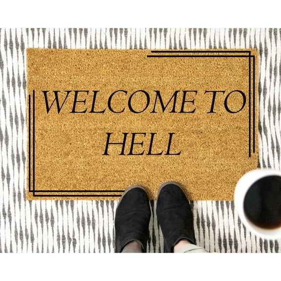 Doormat Welcome To Hell Welcome Mat Funny Doormat Housewarming Gift D (18" x 30") #5980