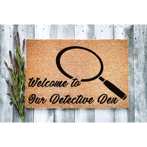 Doormat Welcome To Our Detective Den Welcome Mat Funny Doormat Funny G (36" x 60") #5617