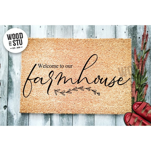 Doormat Welcome To Our Farmhouse Mat | Coir Mat Closing Gift Welcome M (18" x 30") #4254