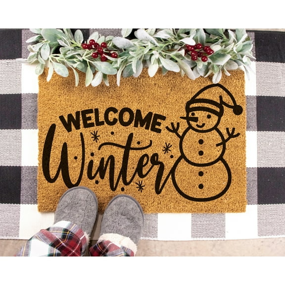 Doormat Welcome Winter Christmas Holiday Decor Vintage Christmas Va (18" x 30") #5621