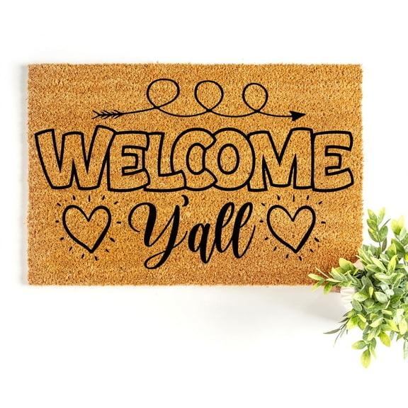 Doormat Welcome Y'all Welcome Mat New Homeowner Engagement Gift House (18" x 30") #6032