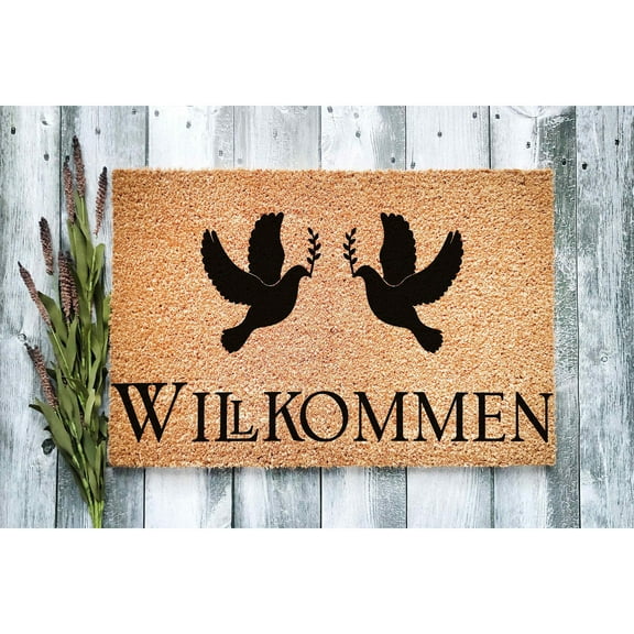 Doormat Willkommen German Welcome Mat Funny Cute s Home Decor Rug F (18" x 30") #5437