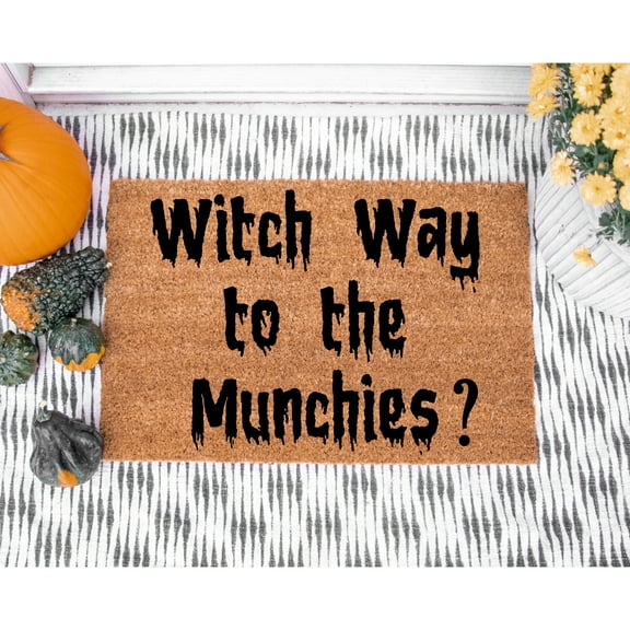 Doormat Witch Way To The Munchies Halloween Doormat Welcome Mat Spider (18" x 30") #5633