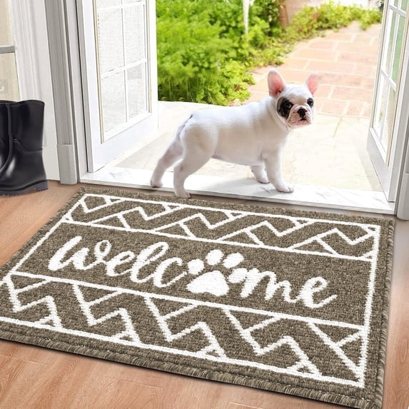 Welcome Mat, Yamaziot 24"x36" Door Mat for Inside Outdoor, Non Slip Porch Decor Front Doormat, Absorbent Floor Entryway Rug Carpet