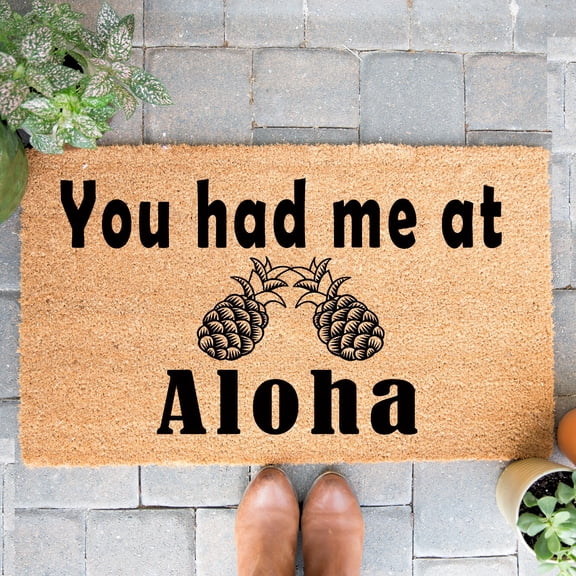 Doormat You Had Me At Aloha Pineapples Cute Doormat Welcome Mat Gift F (36" x 72") #4087