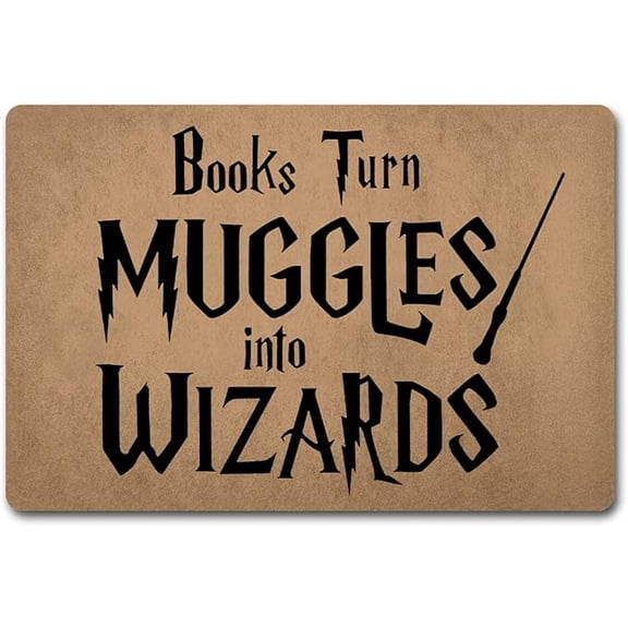 Funny Welcome Indoor Door Mats for Front DoorBooks Turn Muggles Into Wizards Personalized Monogram Kitchen Rugs and Mats with Anti-Slip Rubber Back Novelty House Warming Gift Mat(1624 in).