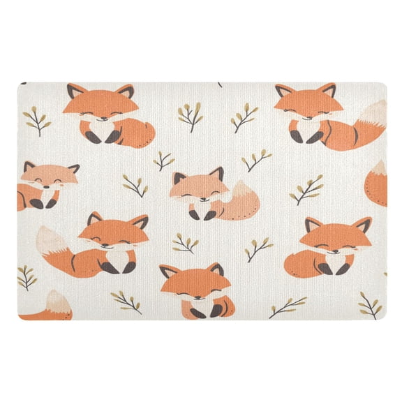 DoormatsCute Fox32"20"Full Print On One Side, Fixed Orange On The Reverse Side,Doormat Made Of Polyester.