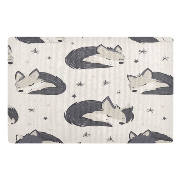 DoormatsCute Sleeping Wolf32"20"Full Print On One Side, Fixed Orange On The Reverse Side,Doormat Made Of Polyester.