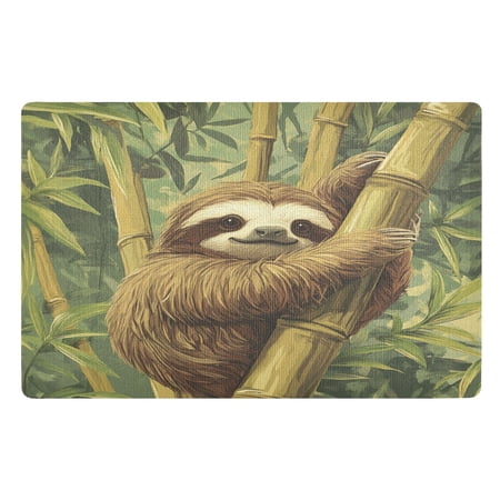 Doormats,Lazy Sloth32"×20"Full Print On One Side, Fixed Orange On The Reverse Side,Doormat Made Of Polyester.