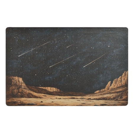 Doormats,Meteor32"×20"Full Print On One Side, Fixed Orange On The Reverse Side,Doormat Made Of Polyester.